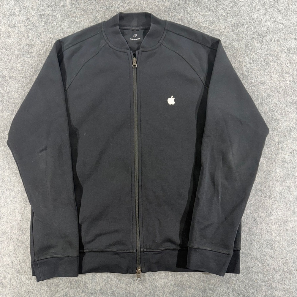 Apple Employee Exclusive Bomber Jacket Mens Small Black Full Zip Track Jacket